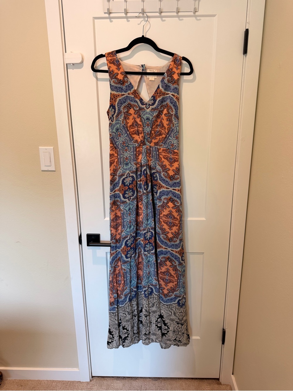 Maeve Orange and Blue Paisley Maxi Dress
